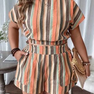 SHEIN Multicolor Striped Two-Piece Set